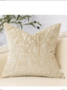 ‘Beige Twigs’ by Yangest Decorative Velvet Pillow Cover SQUARE 20x20” (1-count)